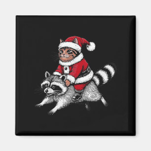 Imã Gato de Papai Noel Montado num Guaxinim Natal Home