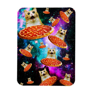 Ímã Gato de pizza espacial engraçado