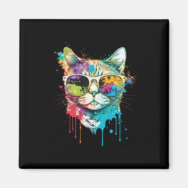 Imã Gato de Pop de Arte de Gato Bonito (Frente)
