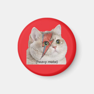 Imã Gato de respiração pesada Meme Heavy Metal Rocker