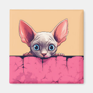 Imã Gato de Sphynx, Cute de Peeking Kawaii