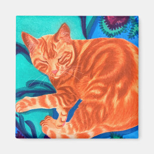 Imã Gato de Tabulação Laranja de Cor Marinha