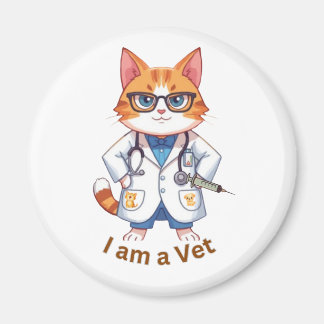 Imã Gato de Veterinário Fofo Design "Eu Sou um Veterin