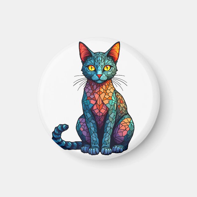 Imã Gato de Vidro Manchado Multicolorido 784 (Frente)