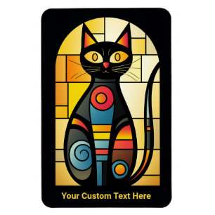 Ímã Gato de Vidro Mantejado de Texto Personalizado