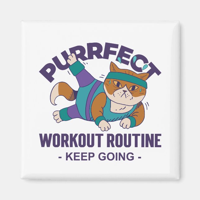 Imã Gato de Workout Whimsical (Frente)