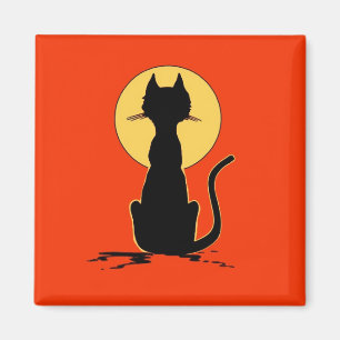 Imã Gato do Dia das Bruxas com ~ da lua