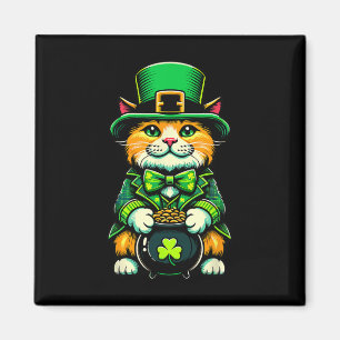 Imã Gato do Dia de São Patrício Leprechaun Gato Trevo