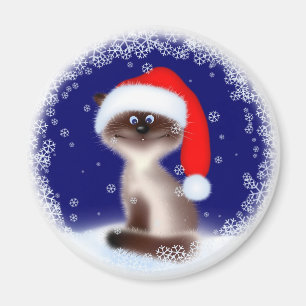 Imã Gato do Natal no chapéu do papai noel