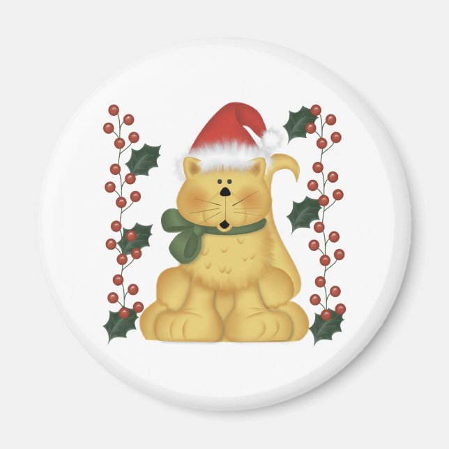 Imã Gato e Holly de Natal (Frente)