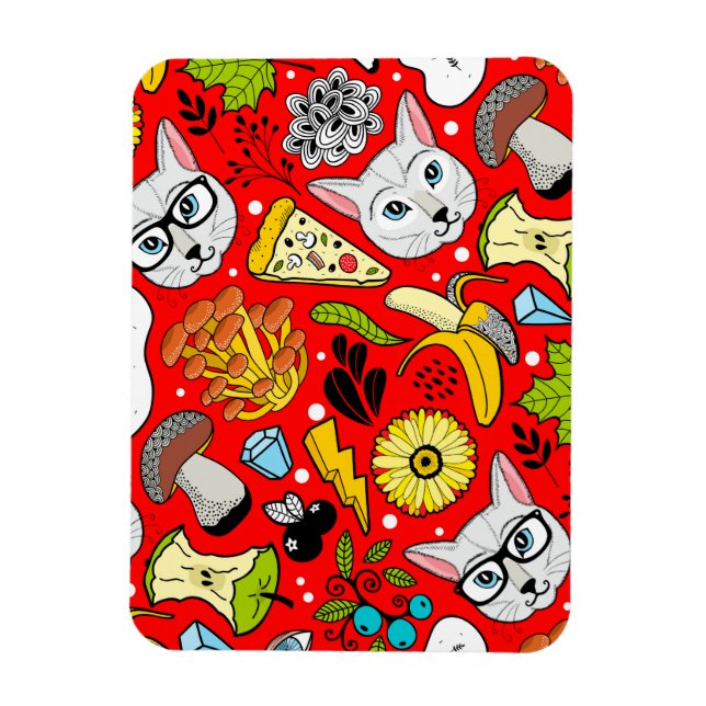 Ímã Gato e ovo em vermelho (Vertical)