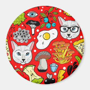 Imã Gato e ovo em vermelho