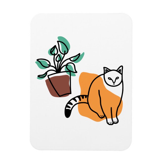 Ímã Gato e planta (Vertical)