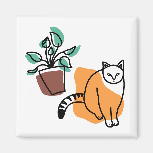 Imã Gato e planta (Frente)