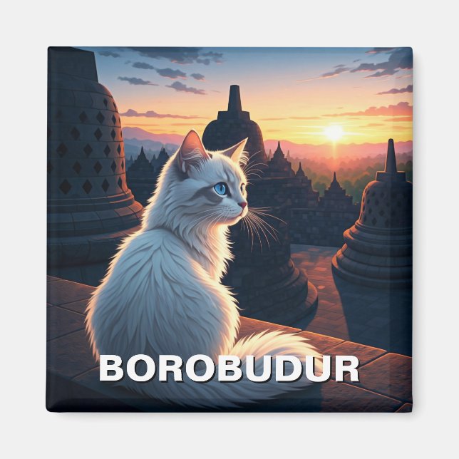 Imã Gato em Borobudur Indonesia Sunset (Frente)
