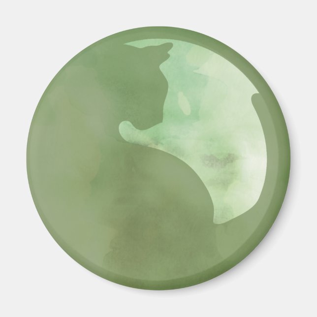 Imã Gato em Círculo - Magneta Verde (Frente)