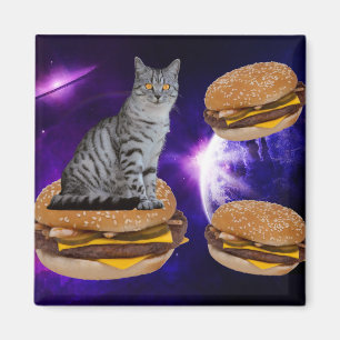 Imã GATO EM ESPAÇO COM Íman de CheesEBURGERS