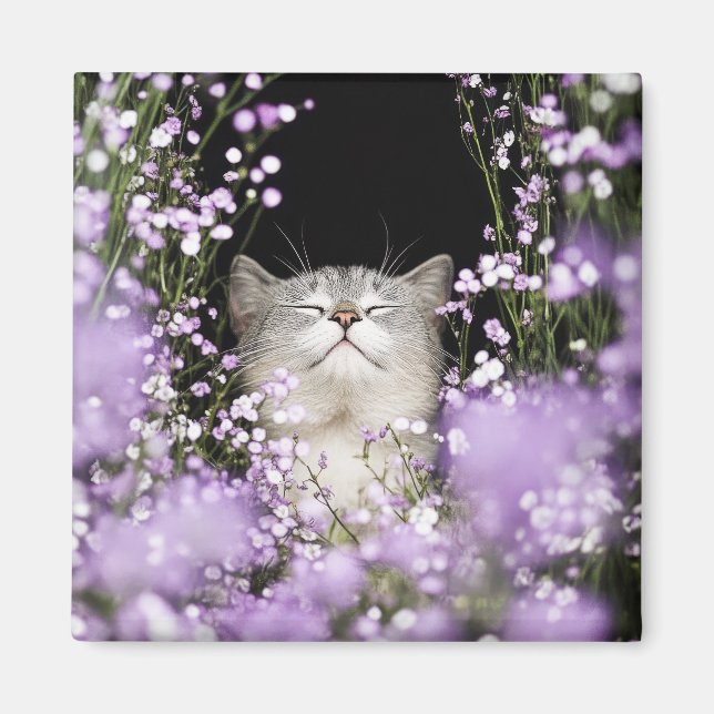 Imã Gato em Flores (Frente)