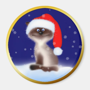 Imã Gato em Santa Hat