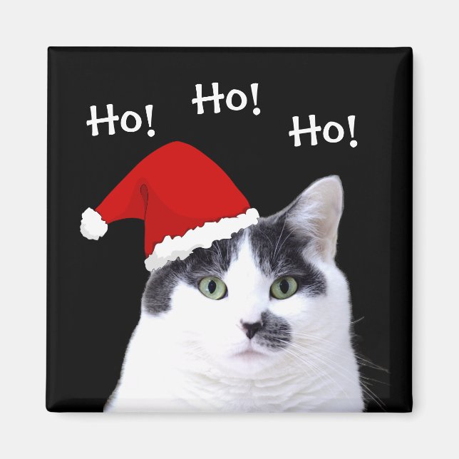 Imã Gato em Santa Hat Ho Ho Ho Ho (Frente)