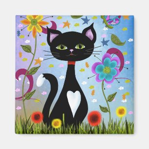 Imã Gato Em Um Jardim Arte Abstrata