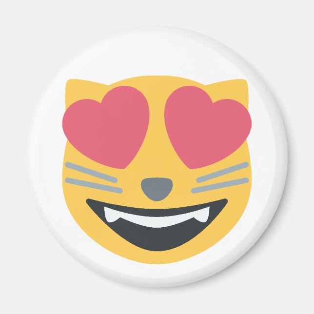 Imã Gato Emoji Kitty de Olhos Corações (Frente)
