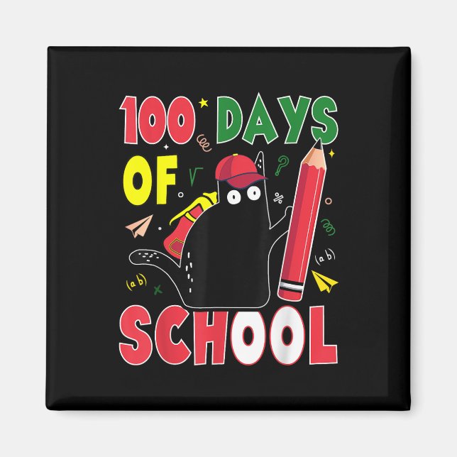 Imã Gato Engraçado 100 Dias De Lápis 100 D (Frente)