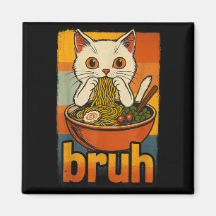 Imã Gato Engraçado Comendo Ramen Japonês Homens Mulher