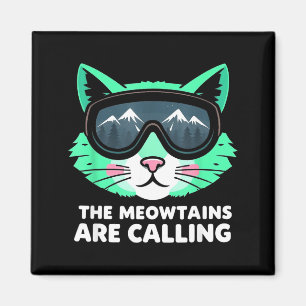 Imã Gato engraçado de esqui a meowtains está chamando 