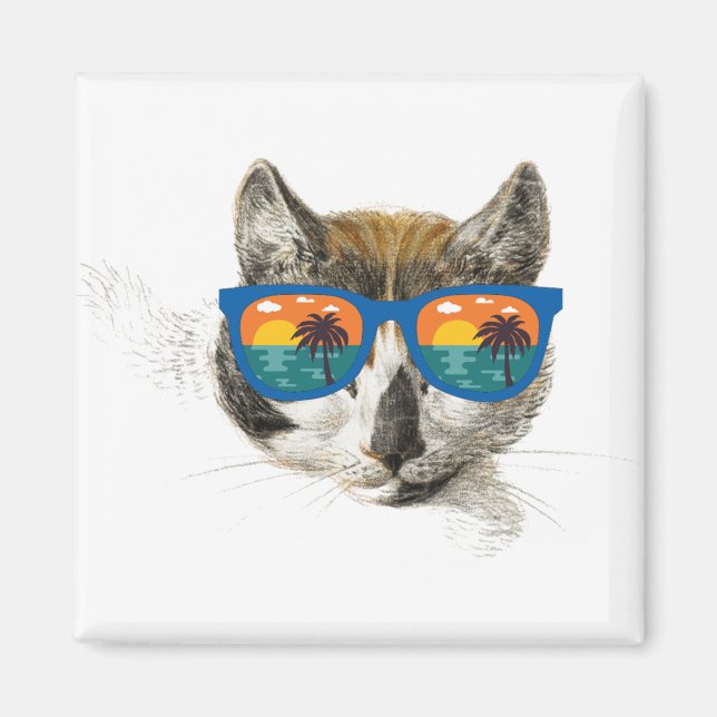 Imã Gato Engraçado de Summer Cat (Frente)