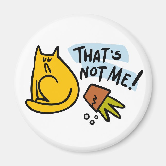 Imã Gato engraçado e pote de flor derrubado (Frente)