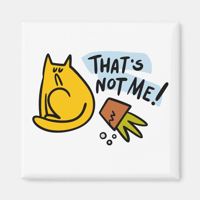 Imã Gato engraçado e pote de flor derrubado (Frente)