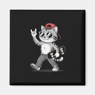 Imã Gato Engraçado Mão de Rocha Skate Patins Gráficos