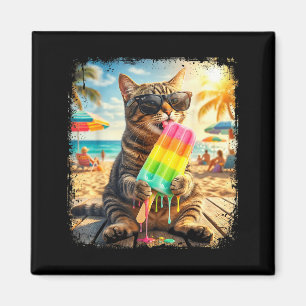 Imã Gato engraçado picolé óculos de sol animal verão m