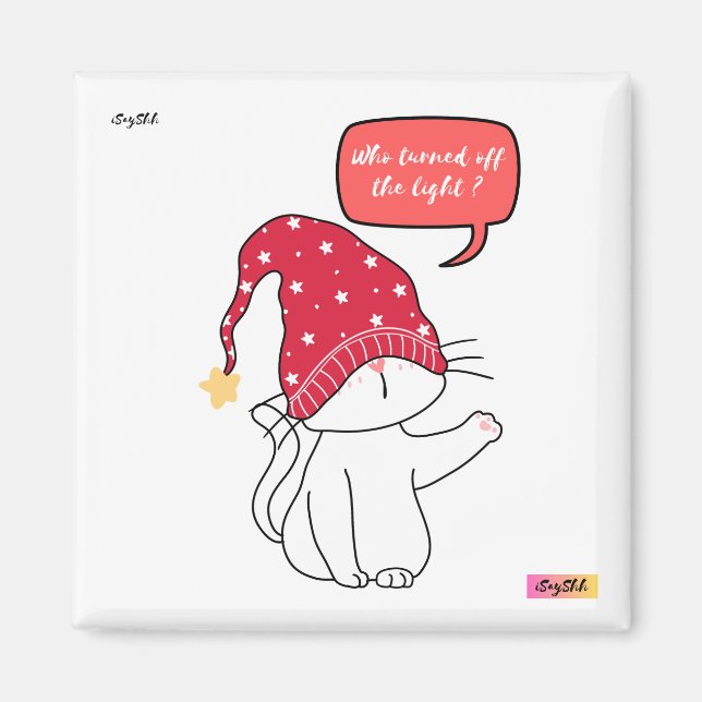 Imã gato engraçado, que apagou a luz (Frente)