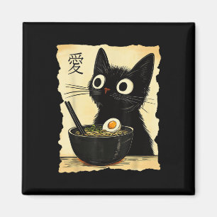 Imã Gato Engraçado Ramen Graphic Tee Japonês Anime Kaw