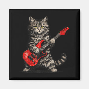 Imã Gato engraçado tocando guitarra rock and roll home