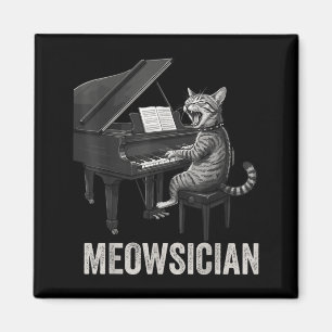 Imã Gato Engraçado Tocando Música de Piano Trocadilho