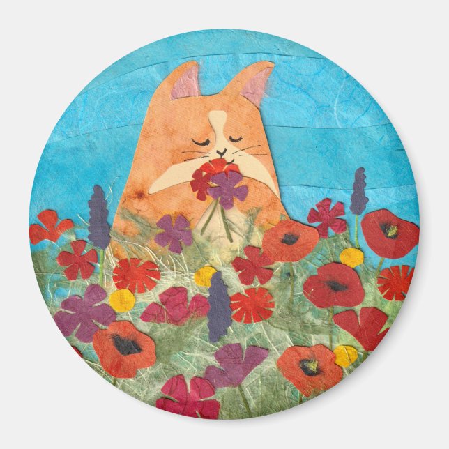 Imã Gato Entre as Flores (Frente)