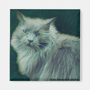 Imã Gato Estilizado #1 Íman de galho Verde