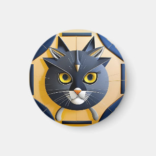 Imã Gato Estilizado Geométrico Abstrato