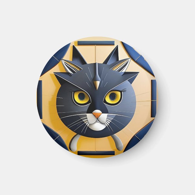 Imã Gato Estilizado Geométrico Abstrato (Frente)