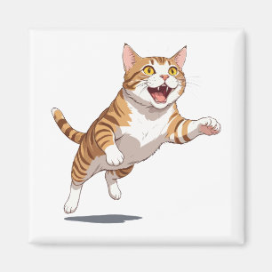 Imã Gato Feliz Brincadeira Pulando No Ar Alegre