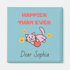 Imã Gato Feliz com Flores