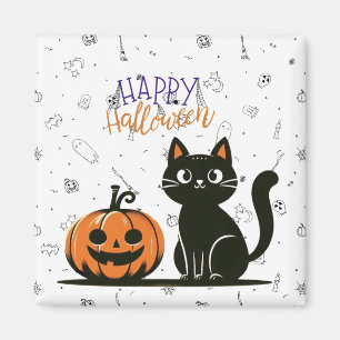 Imã Gato feliz de Halloween & abóbora