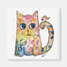 Gato Feliz e Bonito com Pássaro