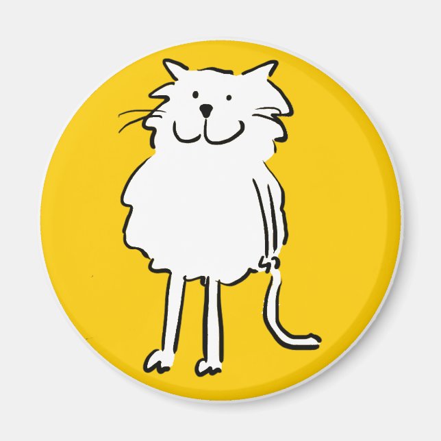 Imã Gato Feliz Sorridente como uma Ilustração de Desen (Frente)
