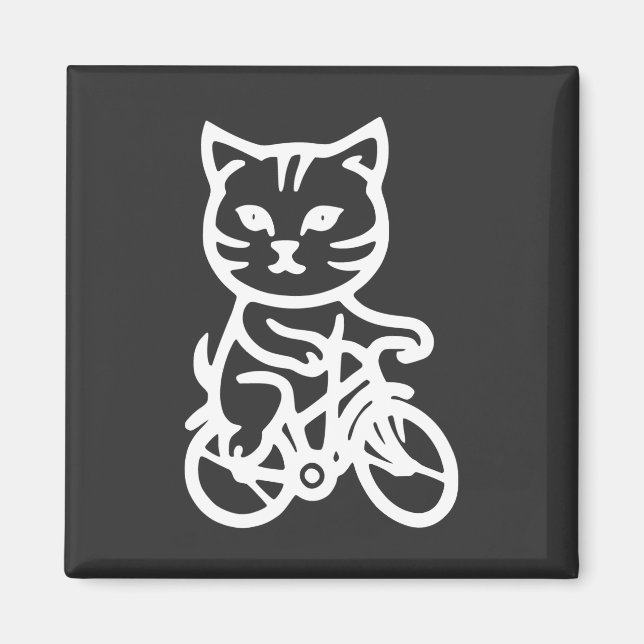Imã Gato fofo andando de bicicleta (Frente)