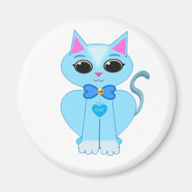 Imã Gato fofo azul claro elegante (Frente)