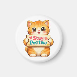 Imã Gato Fofo Mantenha-se Positivo Humor Alegre